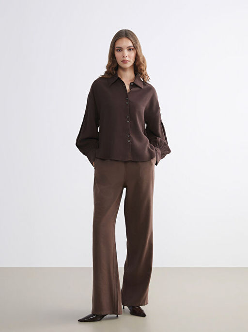 Balon Kollu B?zg?l? Kad?n G?mlek Tunik