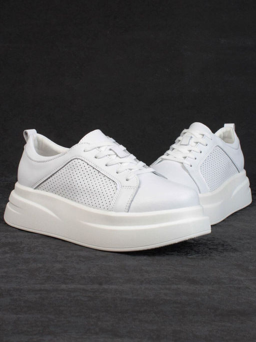 05-PDE36-1 WHITE Кроссовки женские (натуральная кожа)