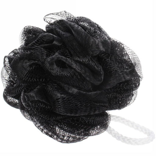 Цена за 4 шт. Мочалка для тела полипропиленовая "Ultramarine - Мужская", цвет черный, d-13см, 50гр (зип пакет и наклейка Ultramarine)