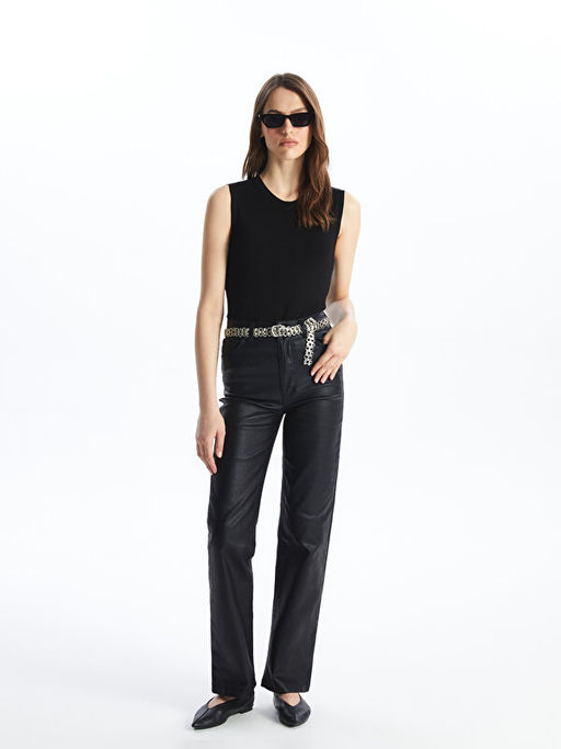 Kad?n Bisiklet Yaka D?z Triko Kazak