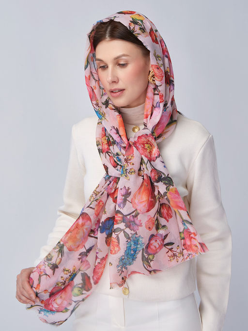 Большой, мягкий, тонкий и очень нежный двусторонний палантин с рисунком - Tantino фото 7