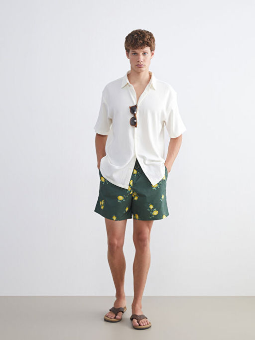 K?sa Boy Desenli Erkek Deniz ?ortu