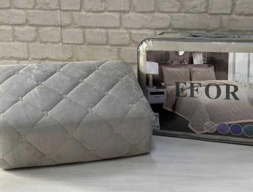 Покрывало EFOR PREMIUM модель РОМБ велюр (240*260) c наволочками (50*70-2 шт) светло-серый A.GRI