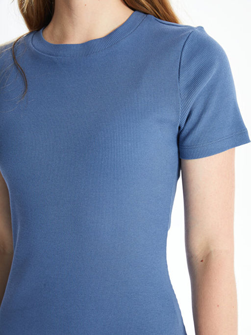 Bisiklet Yaka D?z K?sa Kollu Elbise