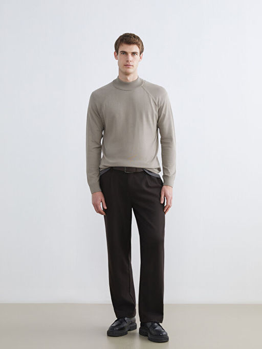 Yar?m Bal?k?? Yaka Uzun Kollu Erkek Triko Kazak