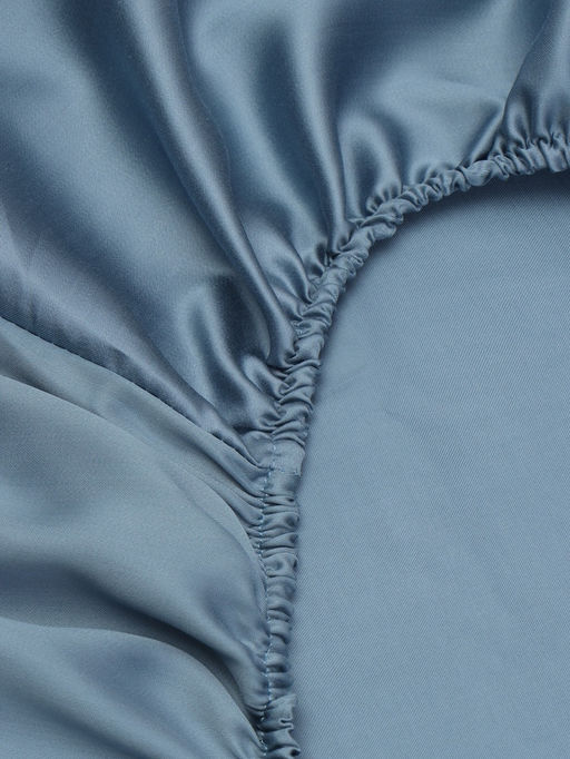 Простыня на резинке 2-спальная SL Home Tencel, 180×200+30 см, тенсель, серо-голубая