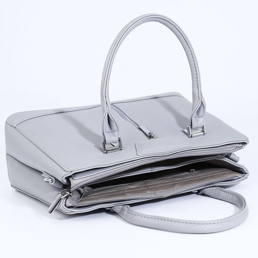 Сумка тоут на молнии, наружный карман, длинный ремень, цвет серый - Simaland фото 7