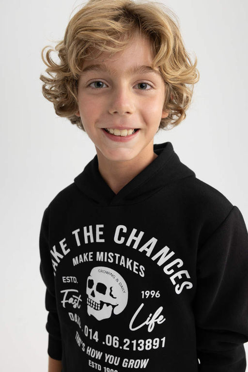 Толстая толстовка с капюшоном для мальчика - Defacto фото 5