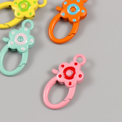 Цена за 4 шт. Карабин металл с кольцом Овал. Цветок МИКС 3,6х1,8 см - Арт узор фото 3