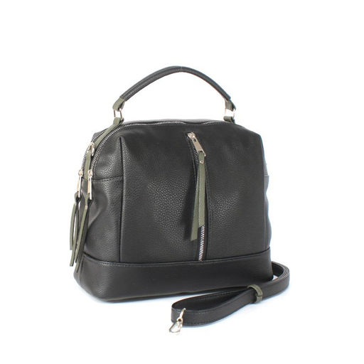 Сумка женская искусственная кожа ADEL-225, 2отд+плеч/рем, черный/олива флотер 257997