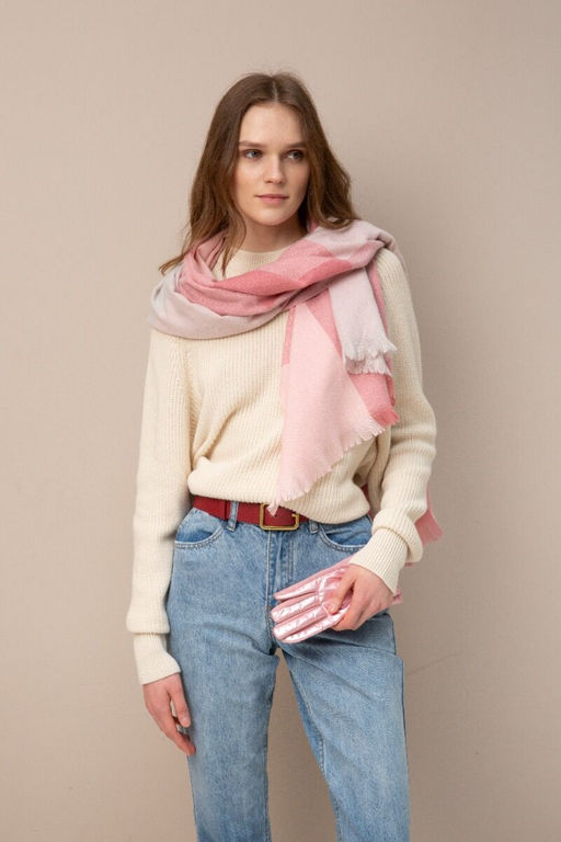 Палантин с клетчатым принтом из шерсти и вискозы - Модные истории фото 3