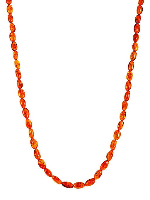 Солнечные бусы из цельного коньячного янтаря Слива мелкая