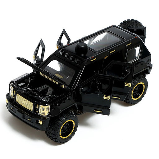 Джип металлический, 1:24, открываются двери, капот, багажник, инерция, цвет чёрный - Автоград фото 6