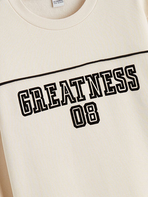 Bask?l? Erkek ?ocuk Kal?n Sweatshirt