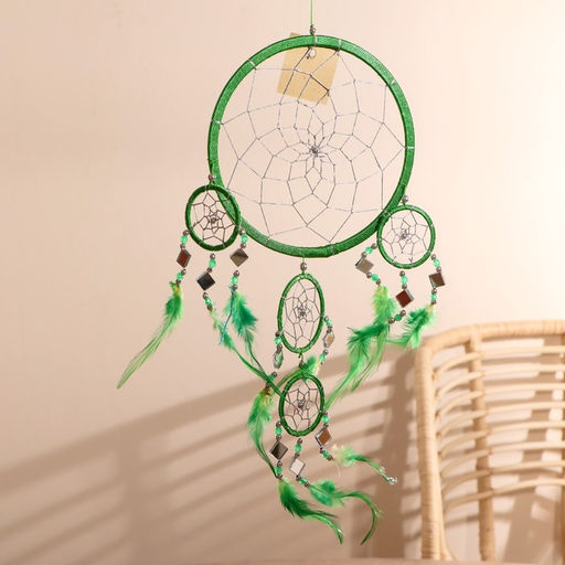 Ловец снов «Пять колец», 25×0.5×50 см, зелёный
