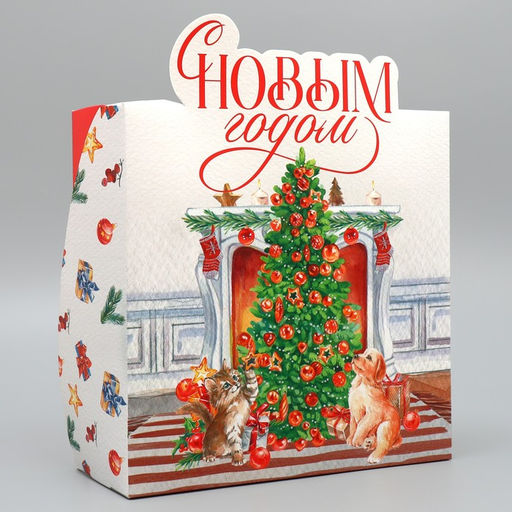 Коробка складная С Новым годом, камин, 25 х 25 х 10 см - Дарите счастье фото 2