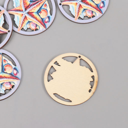 Цена за 10 шт. Декор для творчества дерево «Морская звезда», 4×4×0.3 см