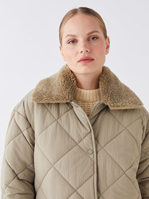 G?mlek Yaka Kapitone Uzun Kollu Kad?n ?i?me Mont - Waikiki фото 2