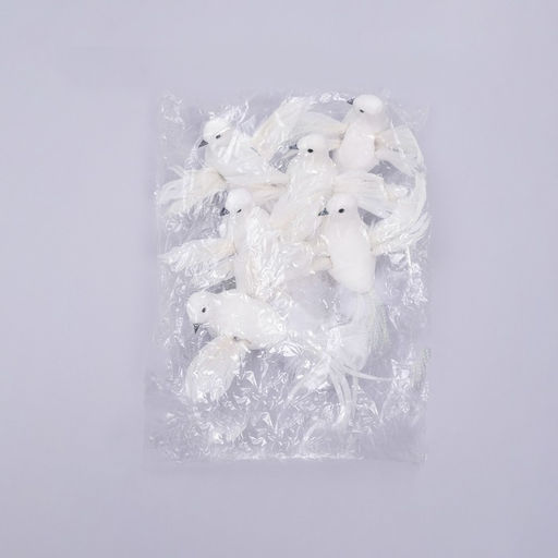 Цена за 6 шт. Декор на прищепке «Птица», белая, 18×6.5×12 см