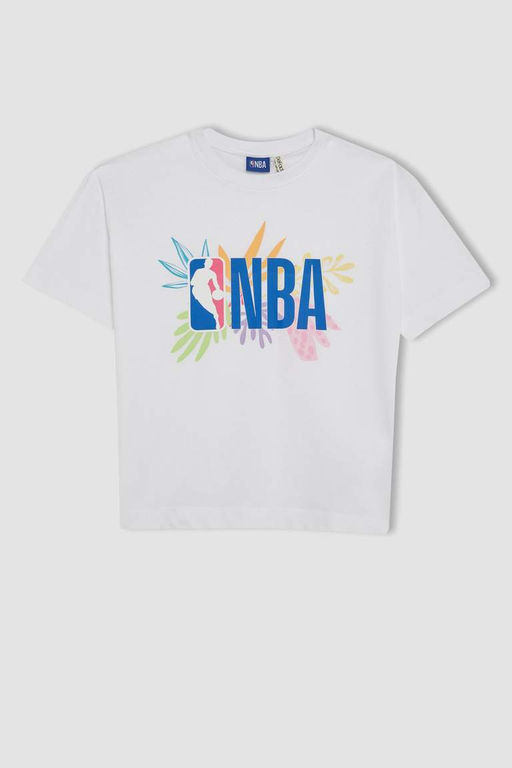 Футболка большого размера с короткими рукавами и надписью NBA для девочек - Defacto фото 7