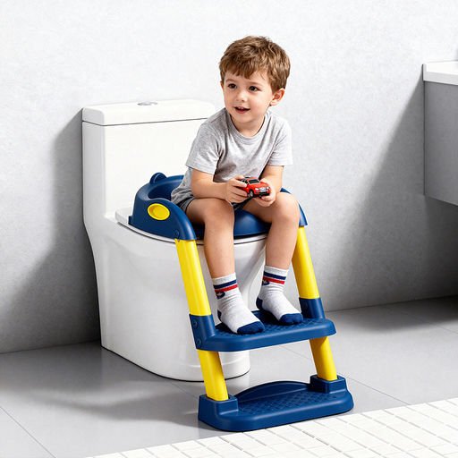 Детская накладка на унитаз со ступенькой (синий)