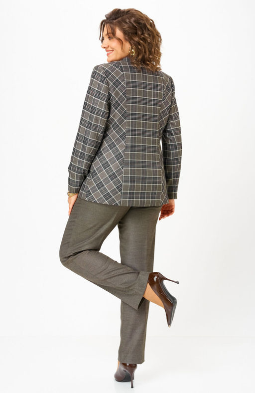 Жакет БелЭльСтиль 412 клетка коричневая фото 7