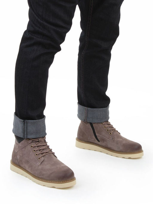 05-H50119A-3 GRAY/BROWN Ботинки демисезонные мужские (натуральная кожа, байка)