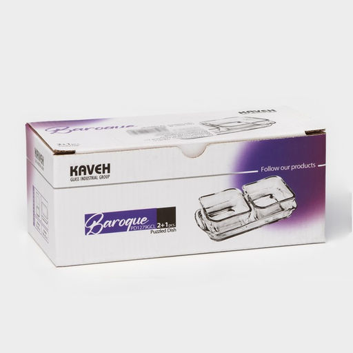 Менажница BAROQUE, 15×7.5 см, 2+1, стекло, прозрачная