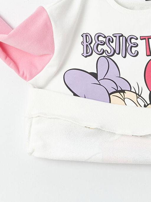 Bisiklet Yaka Minnie Mouse Bask?l? Uzun Kollu K?z ?ocuk Sweatshirt ve E?ofman Alt? - Waikiki фото 3