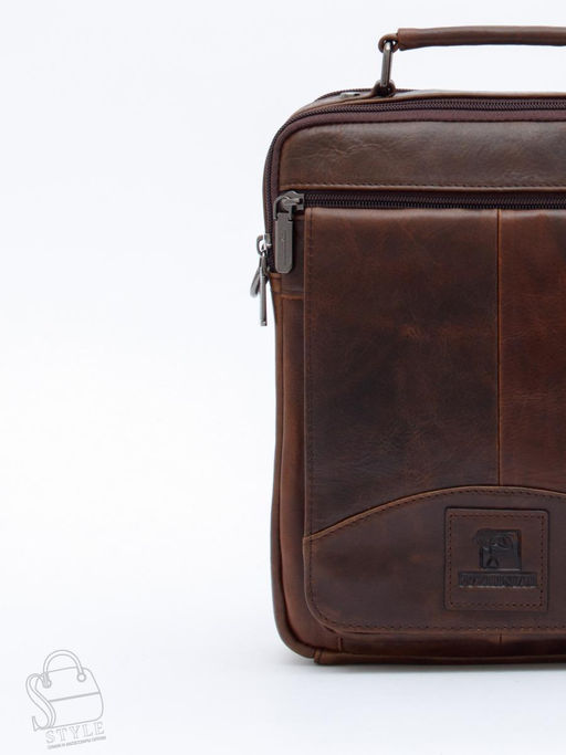 Сумка мужская кожаная 604M brown Fuzhiniao в Новосибирске