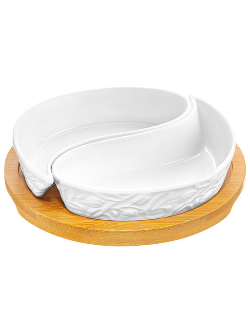 Тарелка под оливки 100 мл 15,5*15,5*3,5 см Инь-Янь тюльпаны на деревянной подставке - Elan gallery фото 3