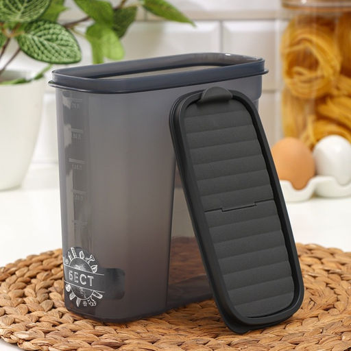 Ёмкость для хранения сыпучих продуктов IDEA «Бест», 2 л, 9.5×19 см, прозрачная, крышка серая