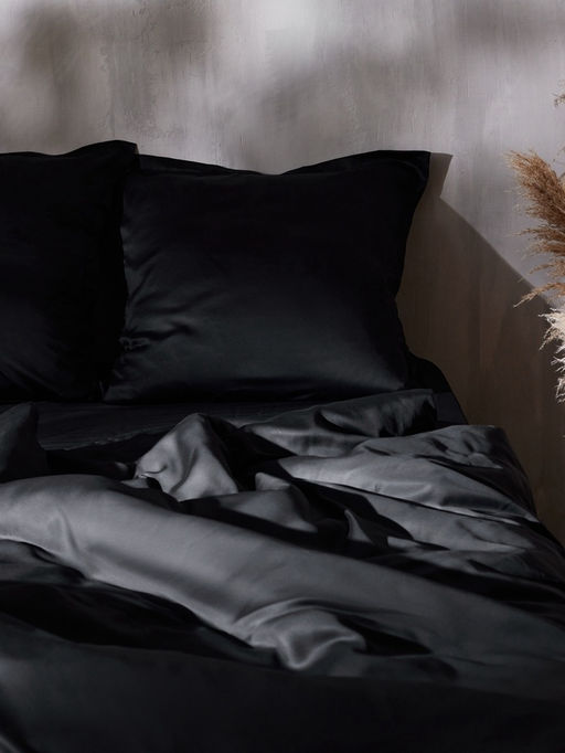 Наволочка SL Home Tencel, 50×70+3 см, тенсель, эвкалиптовое волокно 100%, чёрная