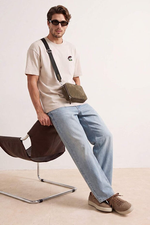 Bej Oversize/Geni_ Kal_p Mantar Nak__l_ %100 Pamuk T-Shirt TMNSS26TS00047 - Trendyolmilla фото 2