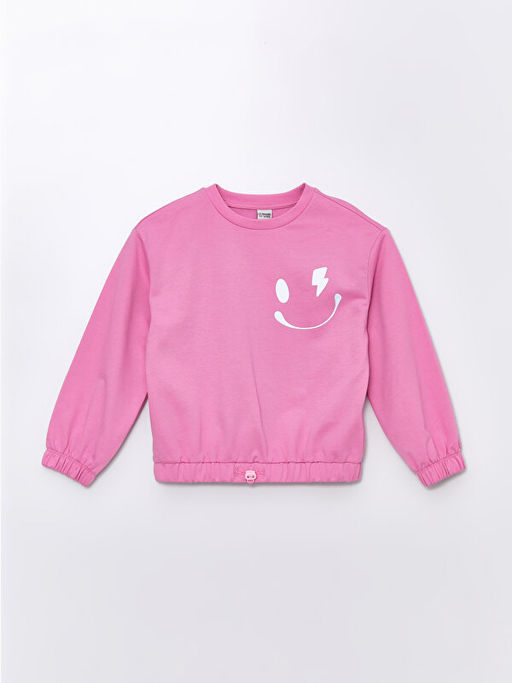 Bisiklet Yaka Uzun Kollu Bask?l? K?z ?ocuk Sweatshirt - Waikiki фото 2