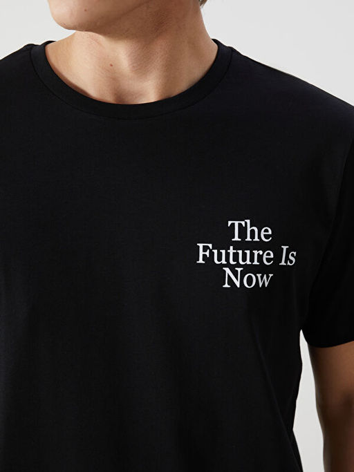 Bisiklet Yaka K?sa Kollu Bask?l? Penye Erkek Ti??rt