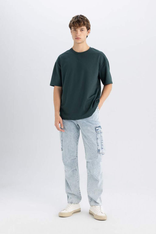 Футболка из плотной ткани с принтом и круглым вырезом Comfort Fit - Defacto фото 2