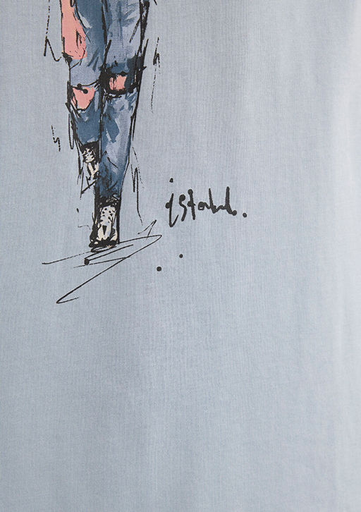 Denim K?z Bask?l? Mavi Istanbul Tisort  фото 8