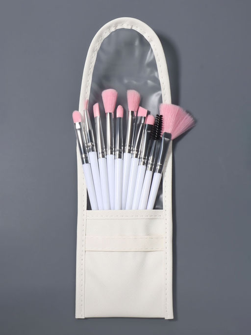 Набор кистей для макияжа COLOR POWER pink, 10 шт., в чехле, белый