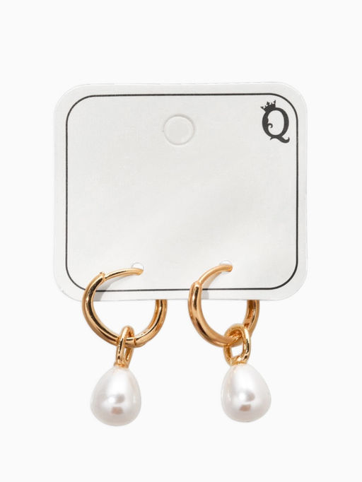 Серьги жемчуг "Бусина на ножке", цвет белый в золоте