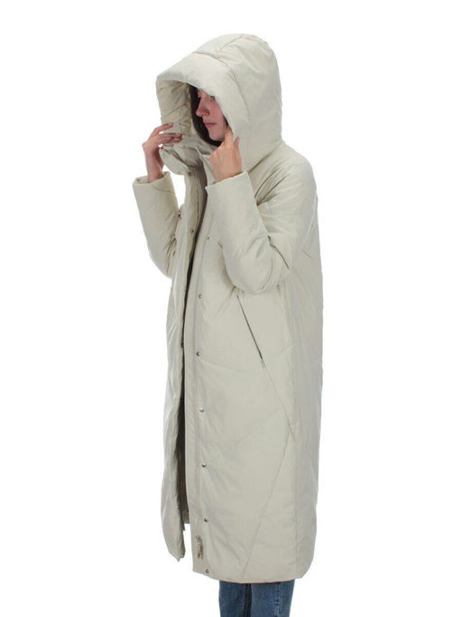 22339 BEIGE Пальто стеганое зимнее женское (200 гр. холлофайбера) - Фабричный китай фото 10