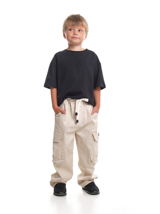 Брюки карго для мальчика 33-72073 бежевый - Mini maxi фото 3