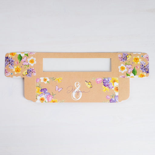 Цена за 5 шт. Коробка для макарун, кондитерская упаковка, «8 марта» 18×5.5×5.5 см