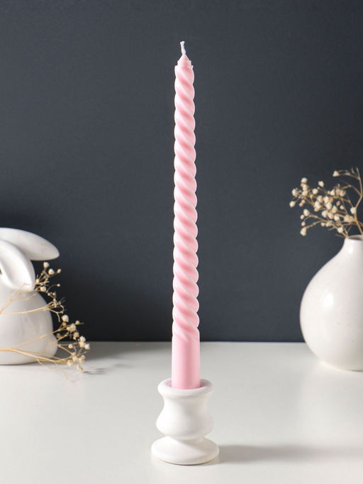 Свеча витая 25 см (набор 3 шт) 57 гр, 5 ч, цв. пастельно-розовый