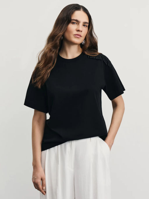 Футболка из хлопка с декоративными бусинами / Zarina