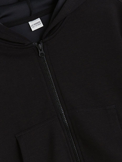 Kap??onlu K?z ?ocuk Fermuarl? Sweatshirt