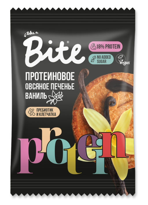 Печенье протеиновое овсяное с ванилью 69г - Take a Bite фото 2