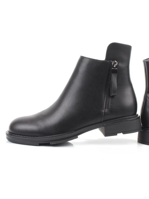 01-M43-12 BLACK Ботинки демисезонные женские (натуральная кожа, байка)