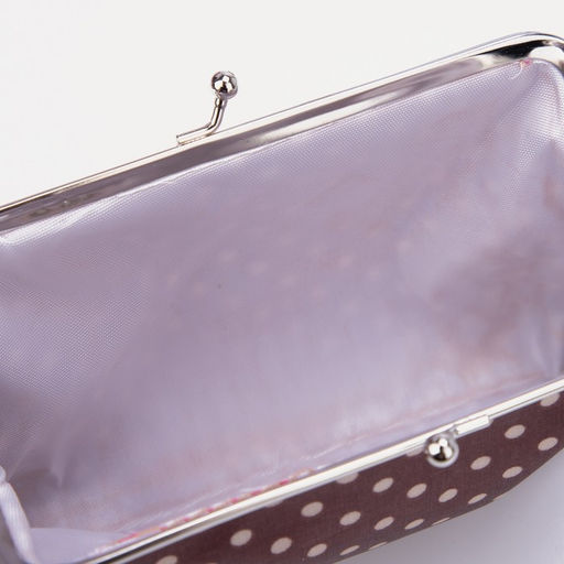 Косметичка женская на фермуаре, маленькая, с принтом Точки, коричневая - Simaland фото 4