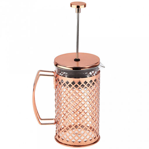 Френч-пресс металлический корпус "Восторг" 800мл, д10см h19см, глянцевый, цвет - розовое золото (медный), колба - термостойкое стекло д9,7см h15,3см, в подарочной коробке (Китай)